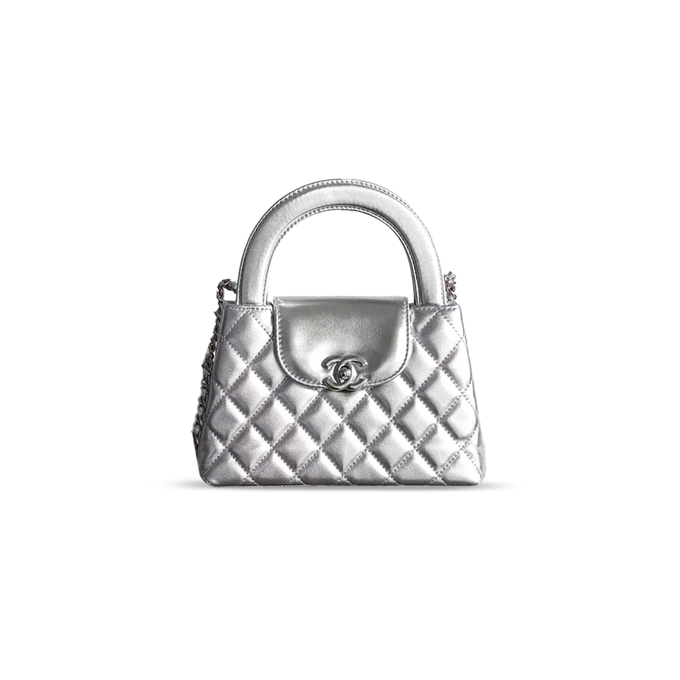 Ch*el silver quilted lambskin mini kelly silver hardware as4416 (19*13*7cm)